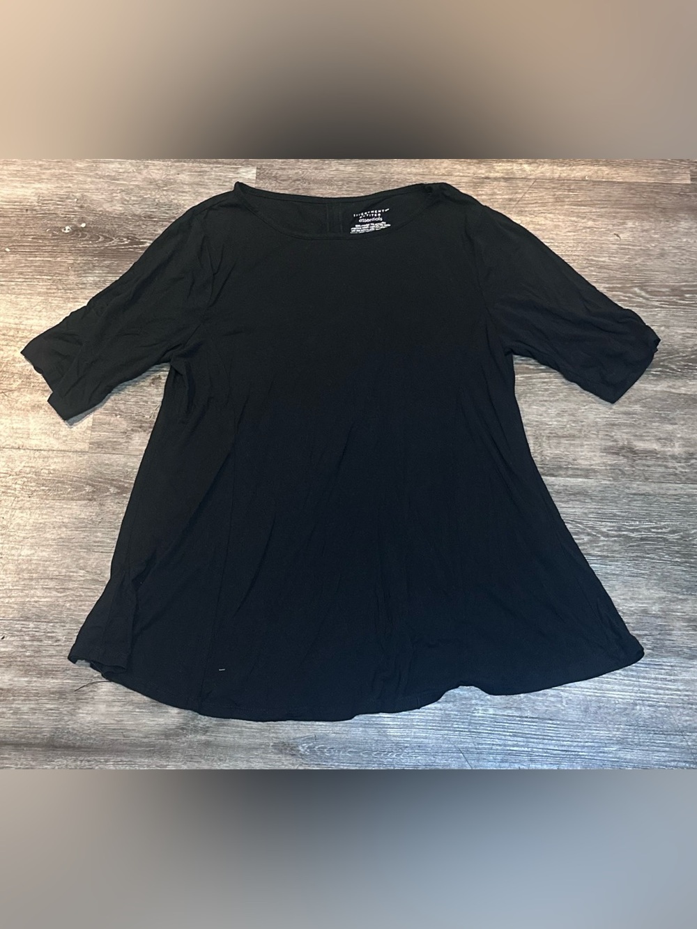 Investments Petites Essentials PM Black Modal Tunic Top Button Back